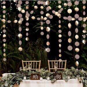 Glitter Champagne Gold Decorations Paper Circle Dots Garland Party Streamers